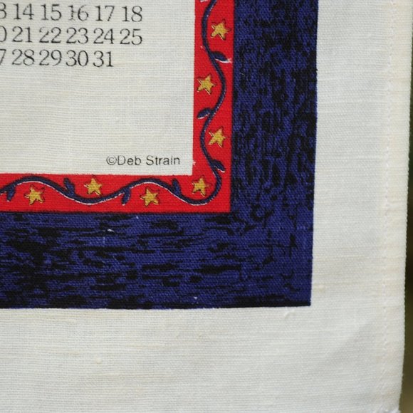 VTG 2004 America Basket Patriotic Calendar Tea Towel Americana by Deb Strain - Picture 7 of 8